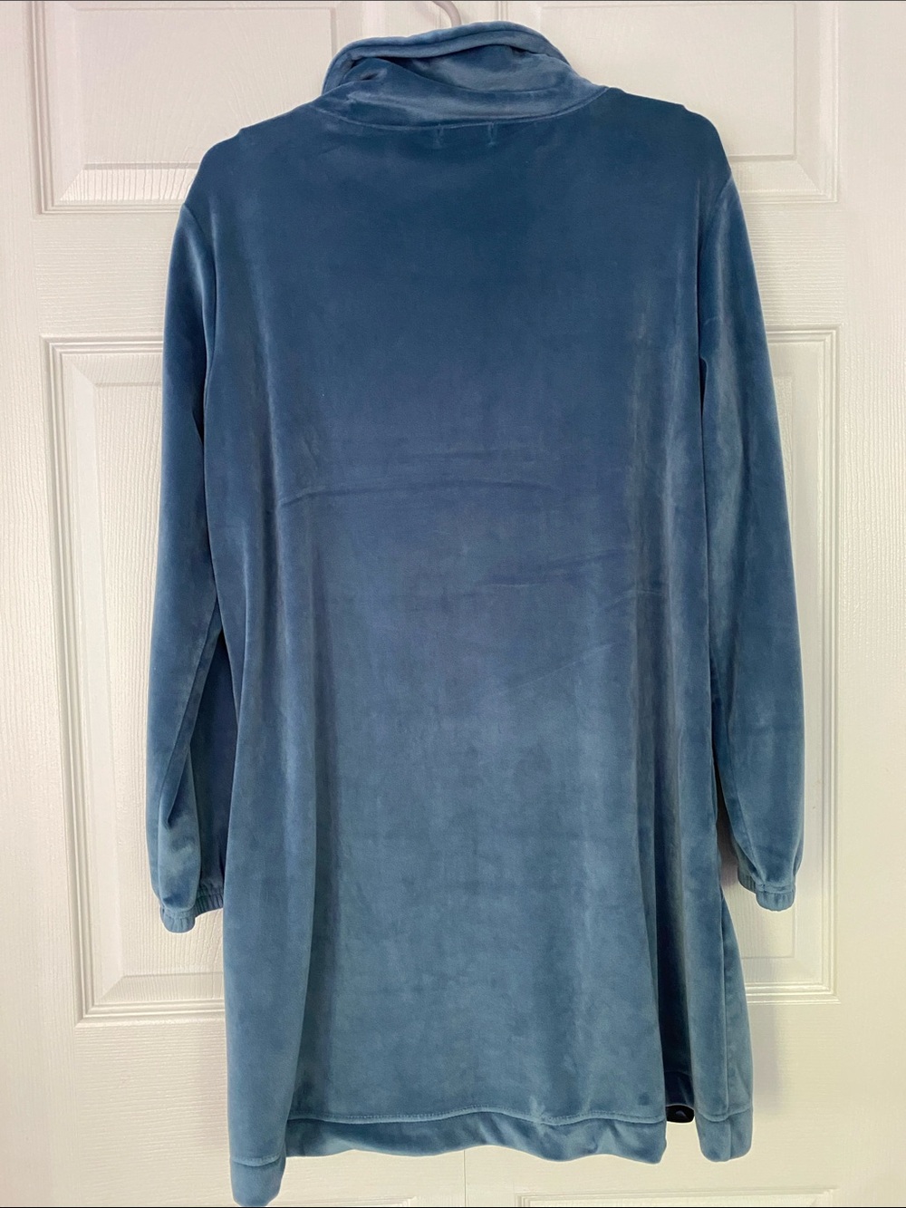 Softies Dress 35" Feather Velour Funnel Neck Lounger Dress Blue Velvet Blue L - Picture 5 of 12